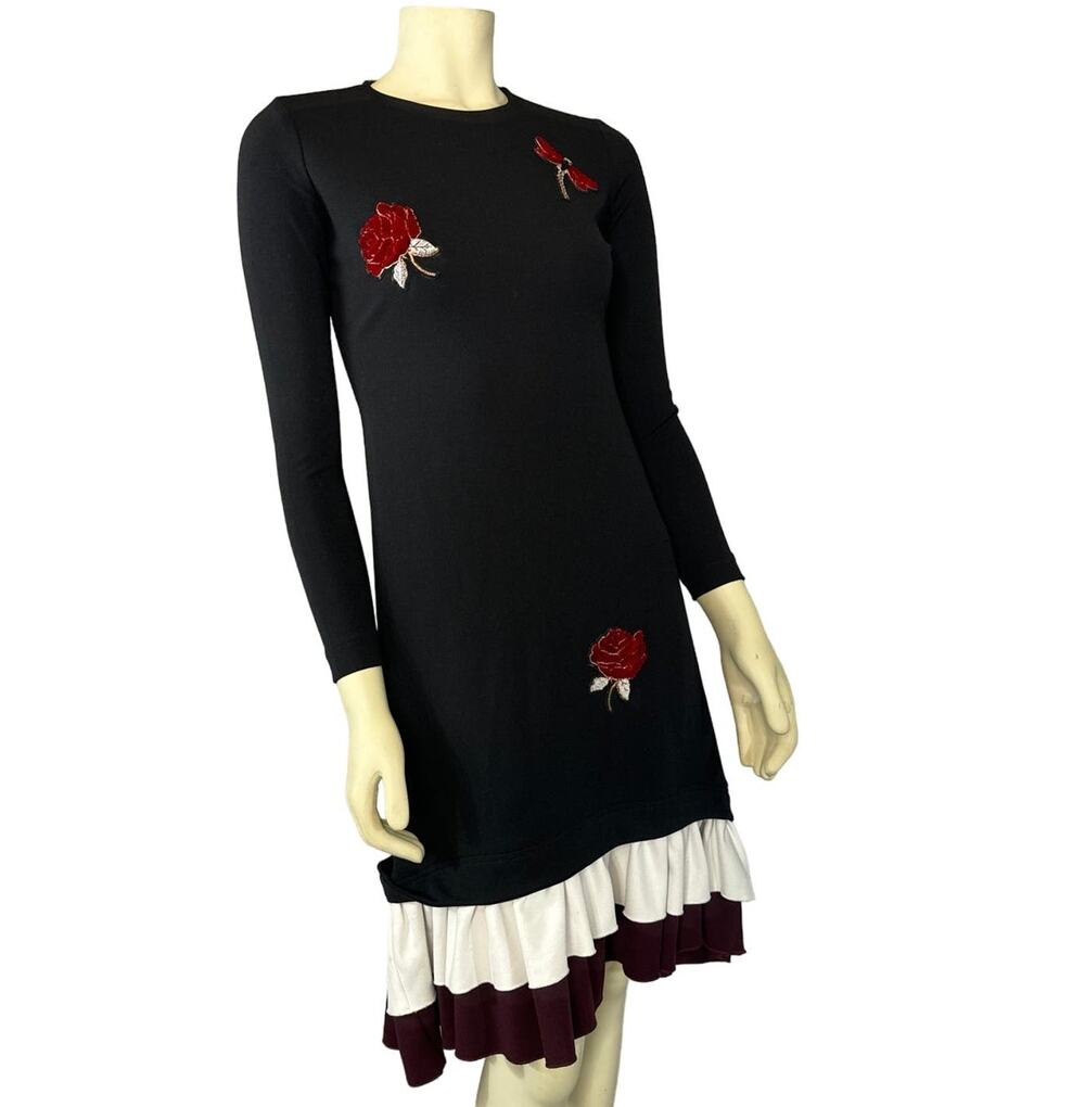 Ginger long sleeved A line dress dragonfly Rose embellishments Canada size XS